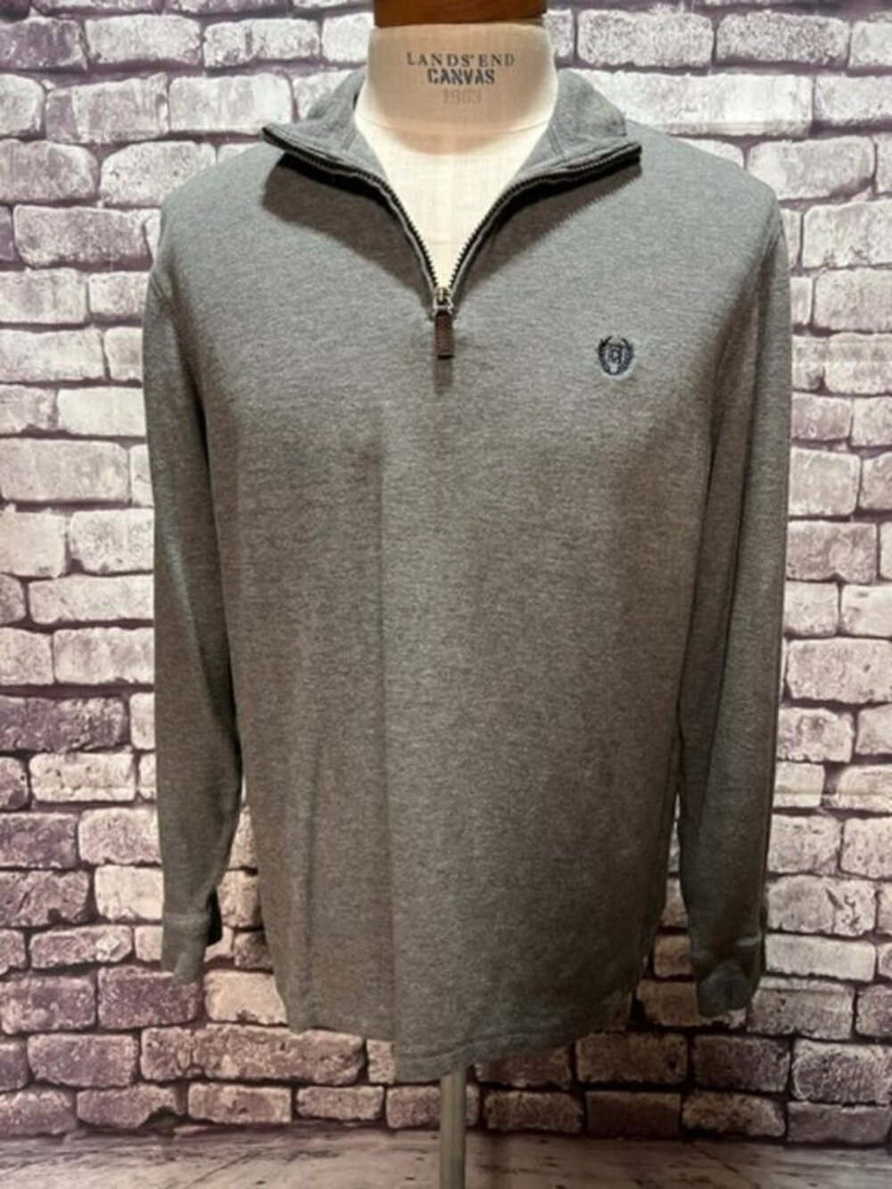 Chaps Men's Gray Quarter Zip Long Sleeve Top Size L